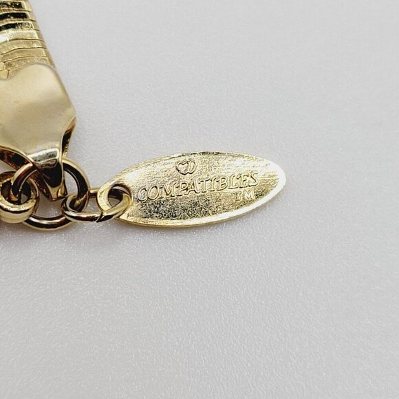 Gold Tone 5mm Herringbone Chain Bracelet Signed Compatibles Hypo-Allergenic 7.25 - Picture 6 of 7